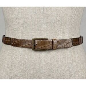 Vintage Suzi Roher Belt‎ Women's Large Brown Leather Metal Links Stretchy